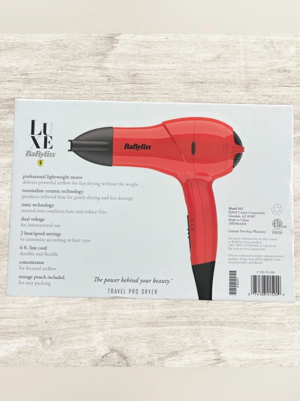 BaByliss LUXE Travel Pro Hair Dryer/MODEL 952